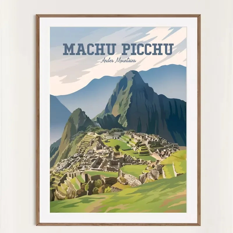 Machu Picchu Vintage Travel Poster – Andes Mountains Wall Art