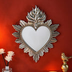 Sagrado Corazón Sacred Heart Hanging Mirror — Flame Heart Wall Pendant