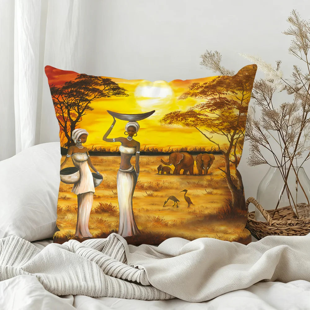African Tribal Elephant Cushion Cover