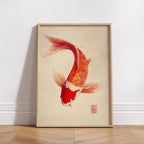 Vintage Koi Fish Canvas Print — Japandi Aesthetic Wall Art