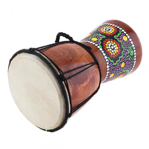 African Djembe Drum — Hand-Carved Wood & Goatskin, 6 Inch