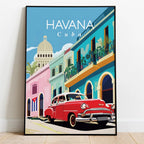 Havana Cuba Travel Poster Canvas Print — Latin Heritage Wall Art