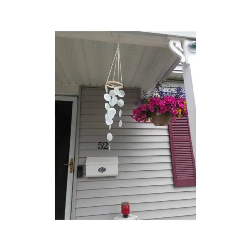 Natural Rainbow Capiz Shell Wind Chime – Handwoven Hanging Ornament