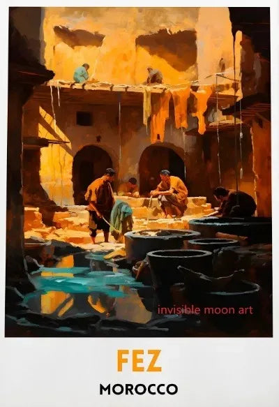 Casablanca & Marrakesh Travel Poster — Moroccan Architecture Canvas Print