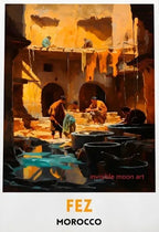 Casablanca & Marrakesh Travel Poster — Moroccan Architecture Canvas Print