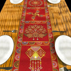 Diwali Elephant Table Runner — Red & Gold Festive Décor