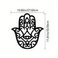 Moroccan Khamsa Cutout Wall Art — Black Metal Hand of Fatima Sign