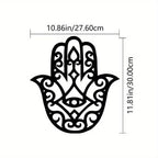Moroccan Khamsa Cutout Wall Art — Black Metal Hand of Fatima Sign