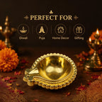 Scalloped Gold Diya Lamps, Set of 4 — Indian Oil Lamps for Diwali & Holiday Lighting