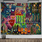 Huichol-Inspired Mexican Yarn Art Tapestry Wall Hanging – Vibrant Mandala Home Decor