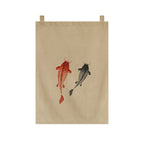 Japanese Tea Room Noren Curtain — Koi Fish & Kanji Calligraphy Panel Set