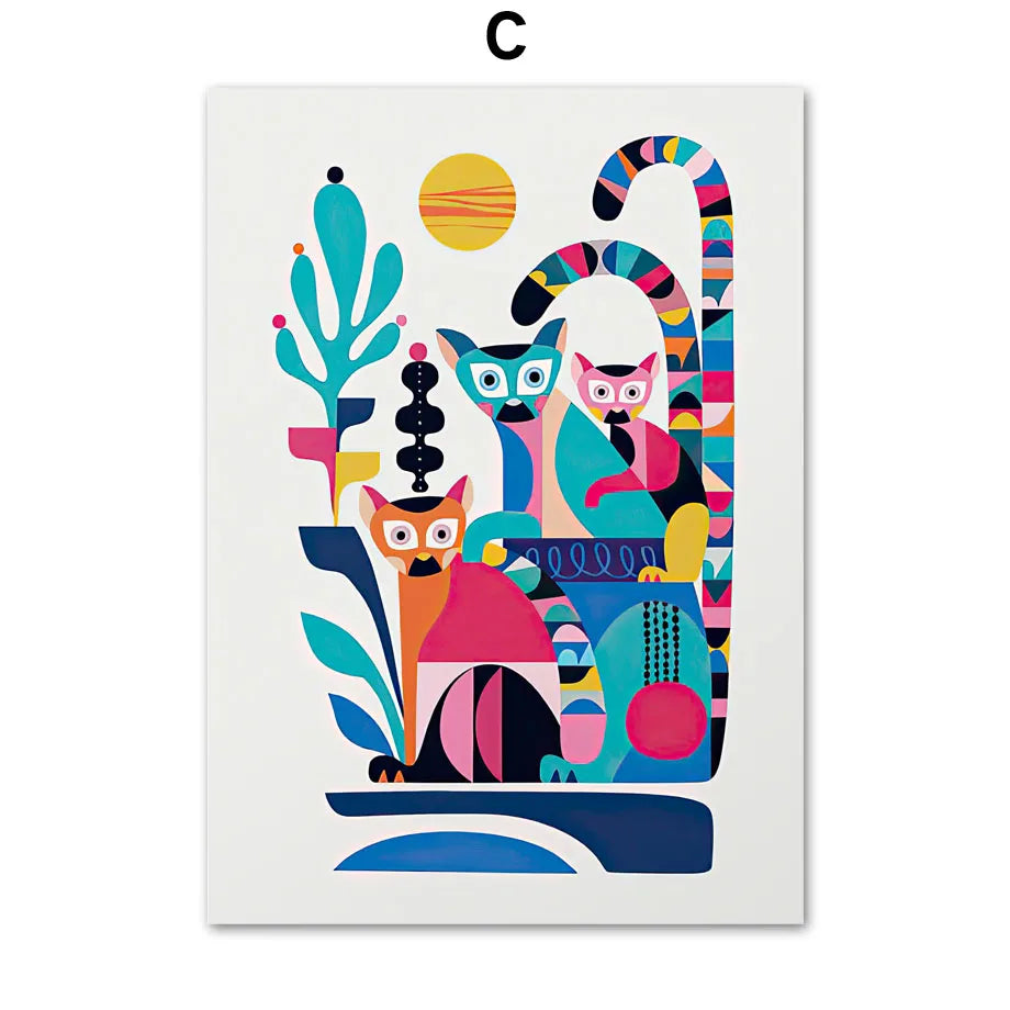 Abstract Wildlife Canvas Print — Geometric Animal Wall Art