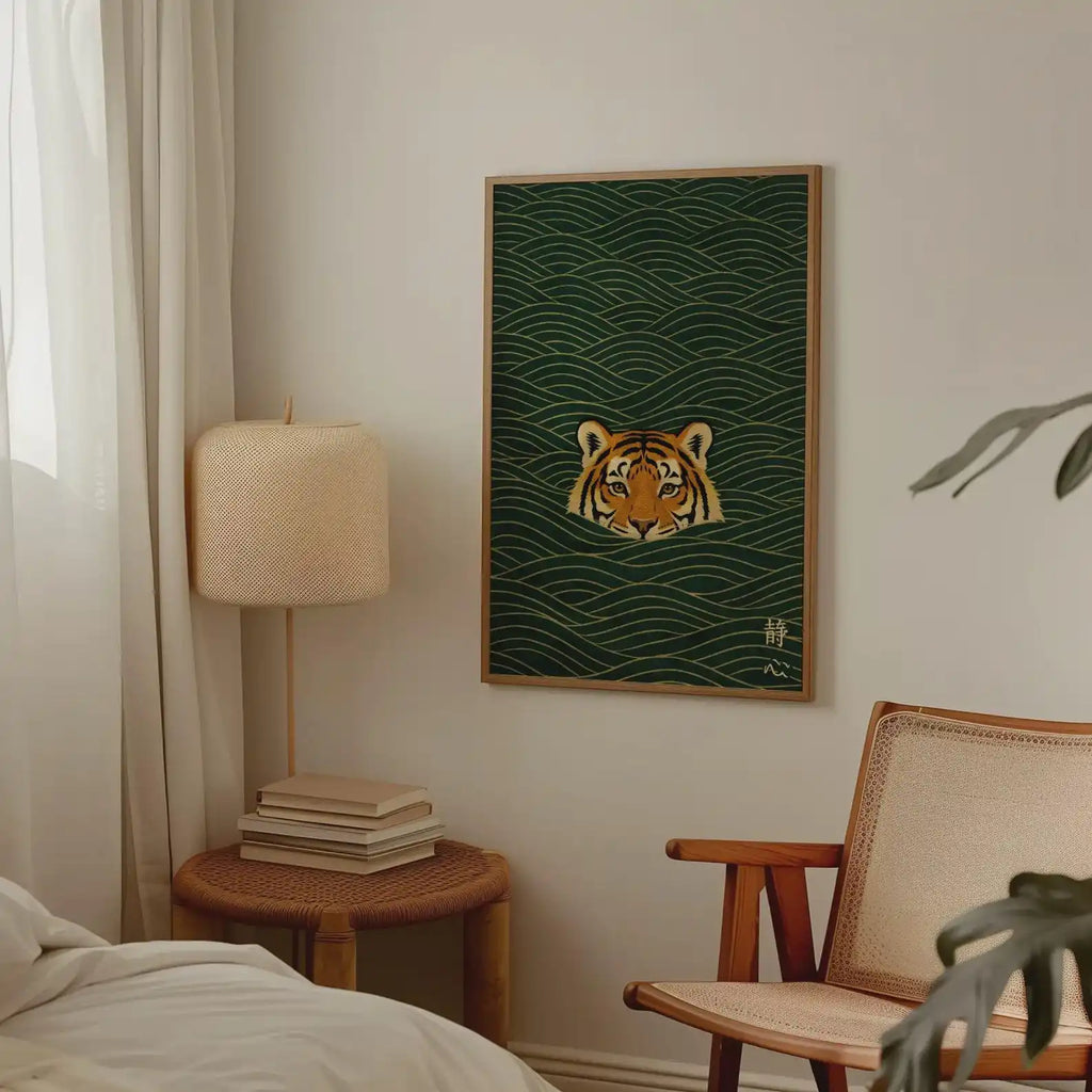 Ukiyo-e Tiger Canvas Wall Art — Japandi Wave Print