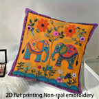Twin Elephant Floral Cushion Cover — Bohemian Throw Pillow