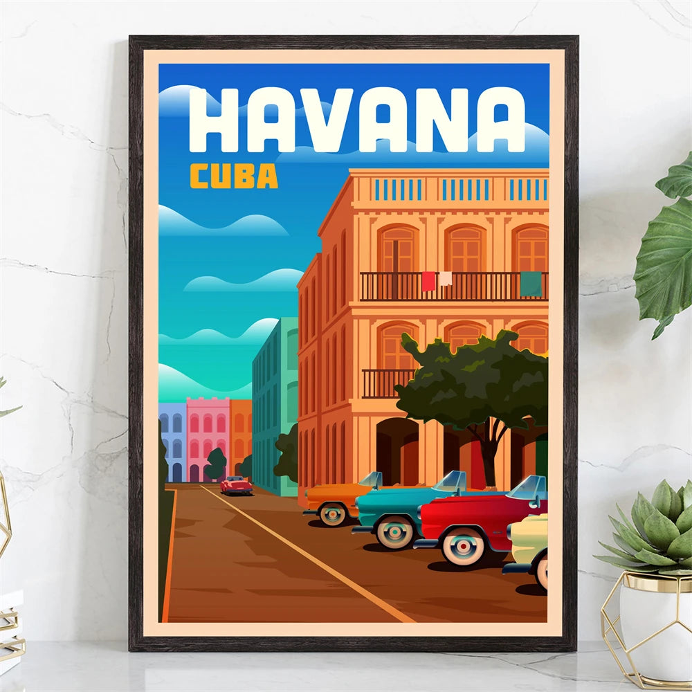 Havana Cuba Travel Poster Canvas Print — Latin Heritage Wall Art