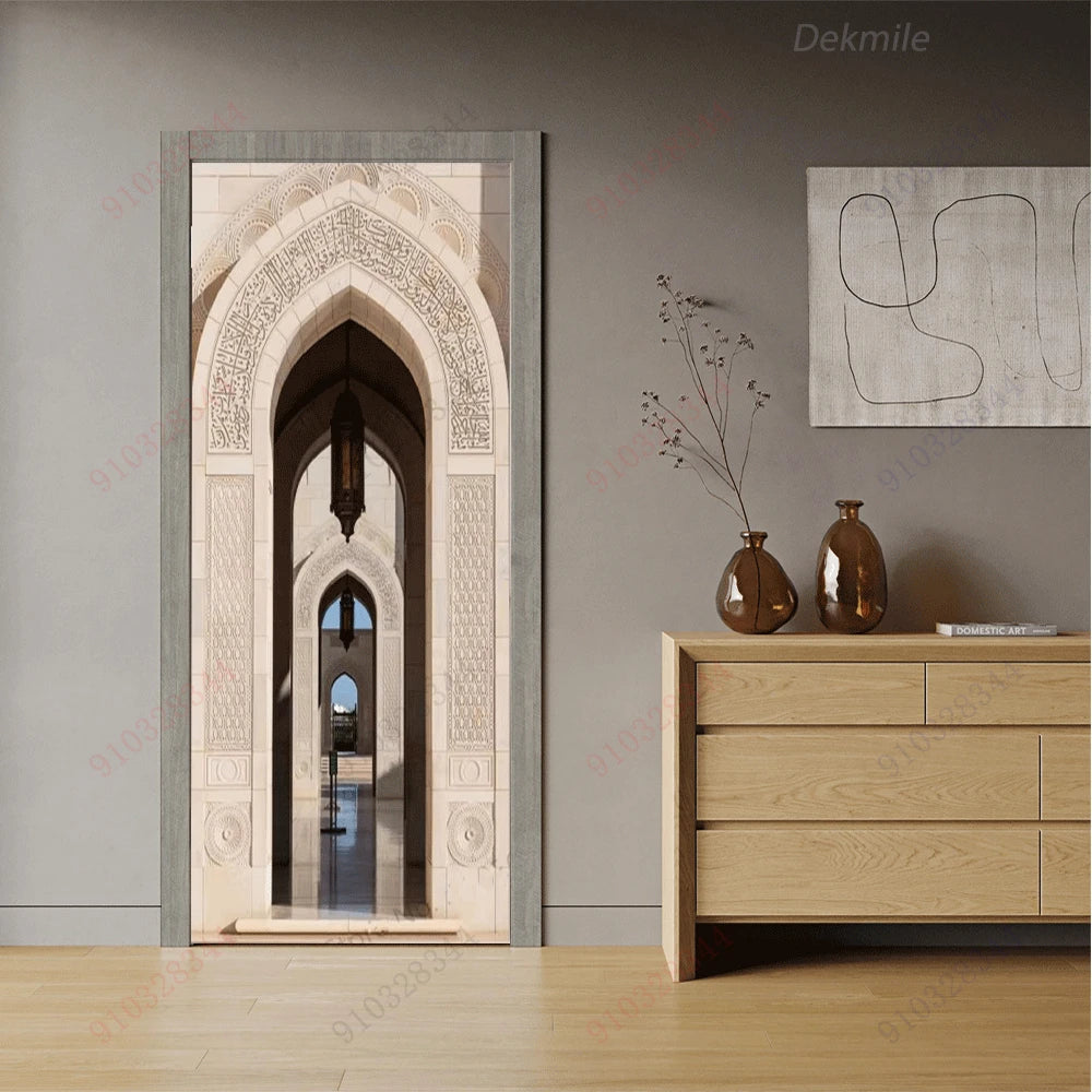 Moroccan Arch Door Mural — Islamic Geometric Wall Sticker
