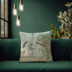 Taj Mahal Peacock Garden Cushion Cover — Mughal-Inspired Decorative Pillowcase
