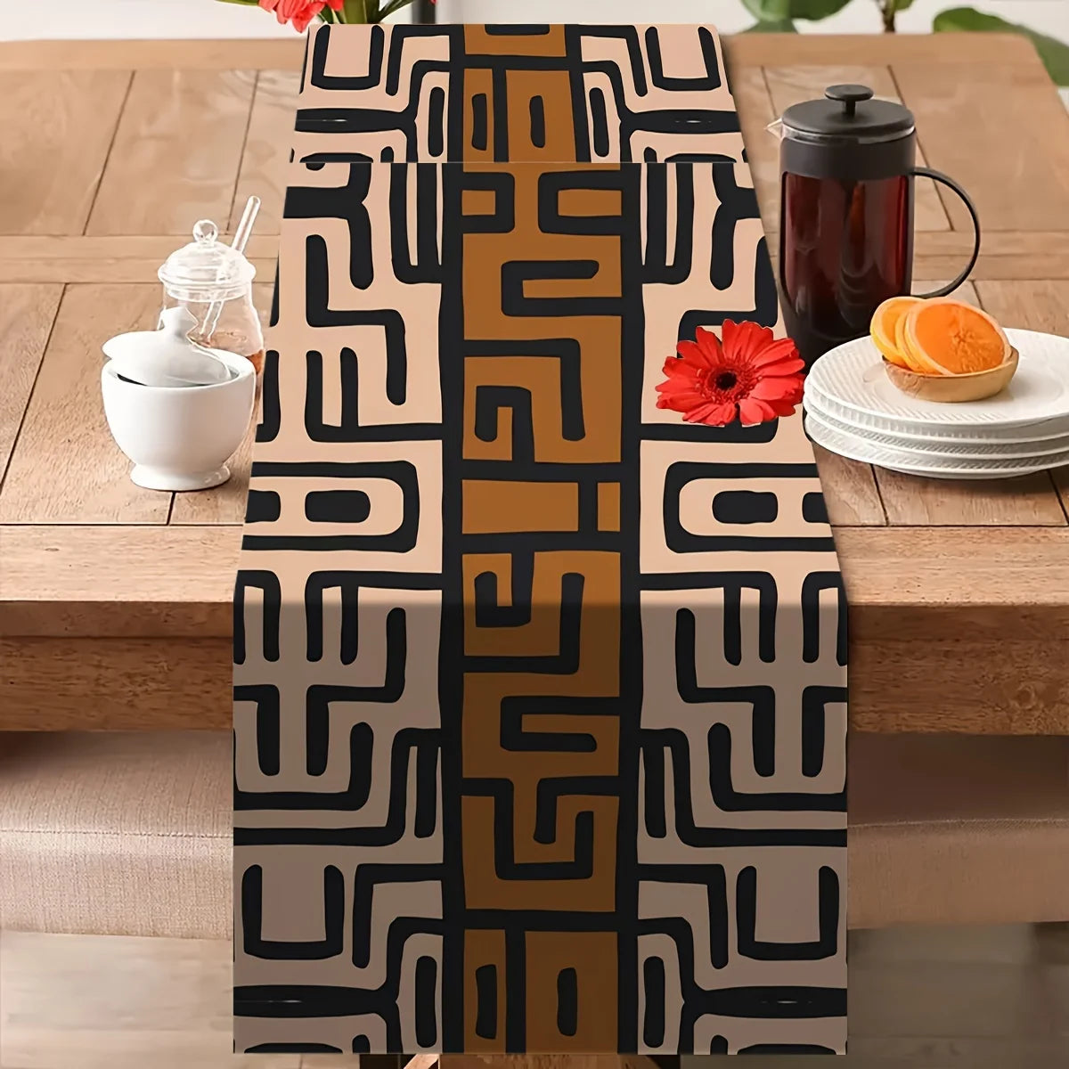 African Ethnic Tribal Linen Table Runner Holiday Party Decor Vintage Geometric Pattern Kitchen Dining Table Runners Home Decor