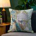 Taj Mahal Peacock Garden Cushion Cover — Mughal-Inspired Decorative Pillowcase