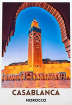 Casablanca & Marrakesh Travel Poster — Moroccan Architecture Canvas Print