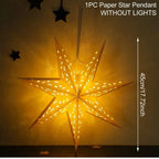 Hollow Star Paper Lantern — Hanging Star Pendant for Christmas & Eid
