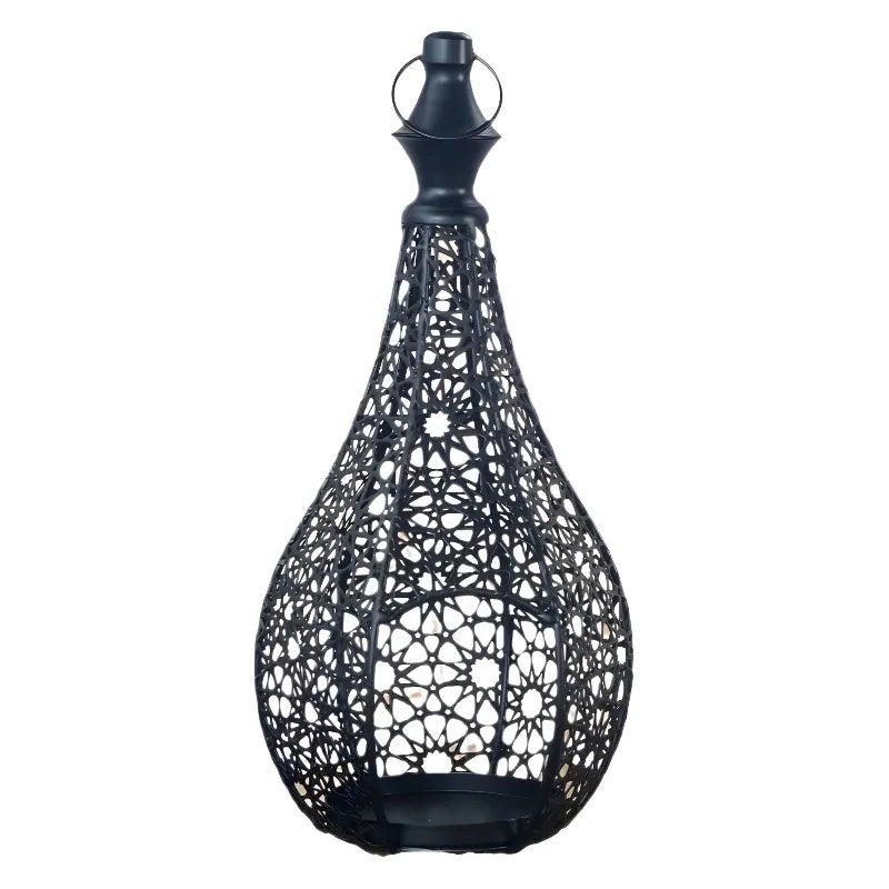 Moroccan Iron Lantern — Hand-Pierced Hanging Candle Holder