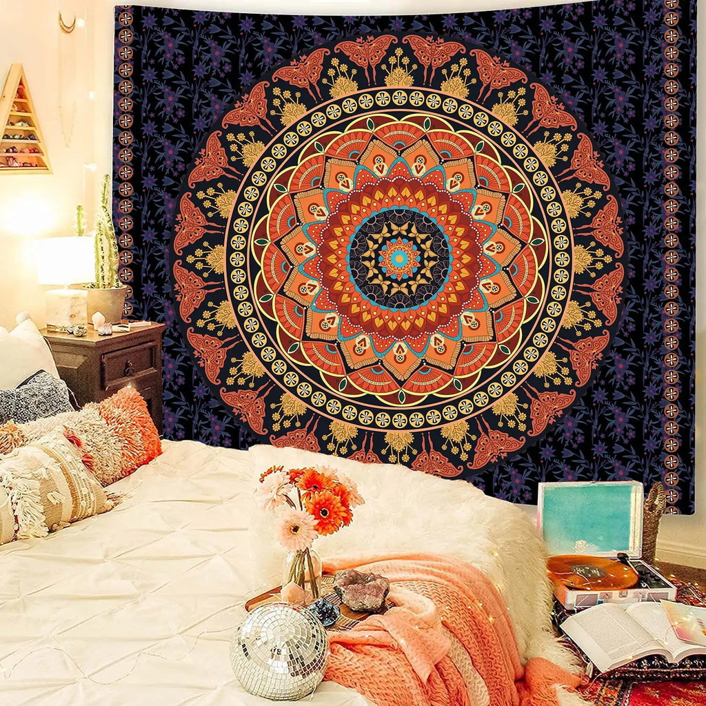 Wall Hanging Indian Mandala Tapestry Psychedelic Bohemian Home Decoration Aesthetic Living Room Background Cloth Beach Yoga Mat