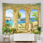 Blue Moroccan Arch Tapestry — Islamic Geometric Wall Hanging