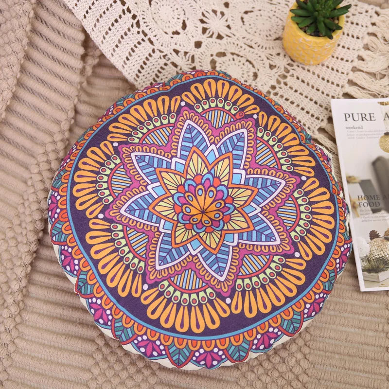 Vintage Round Futon Seat Cushion Retro Ethnic Bay Window Tatami Mat on The Ground Lazy Bohemian Fart Cushion Seat Cushion