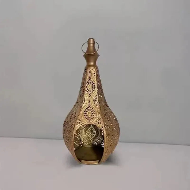 Moroccan Iron Lantern — Hand-Pierced Hanging Candle Holder