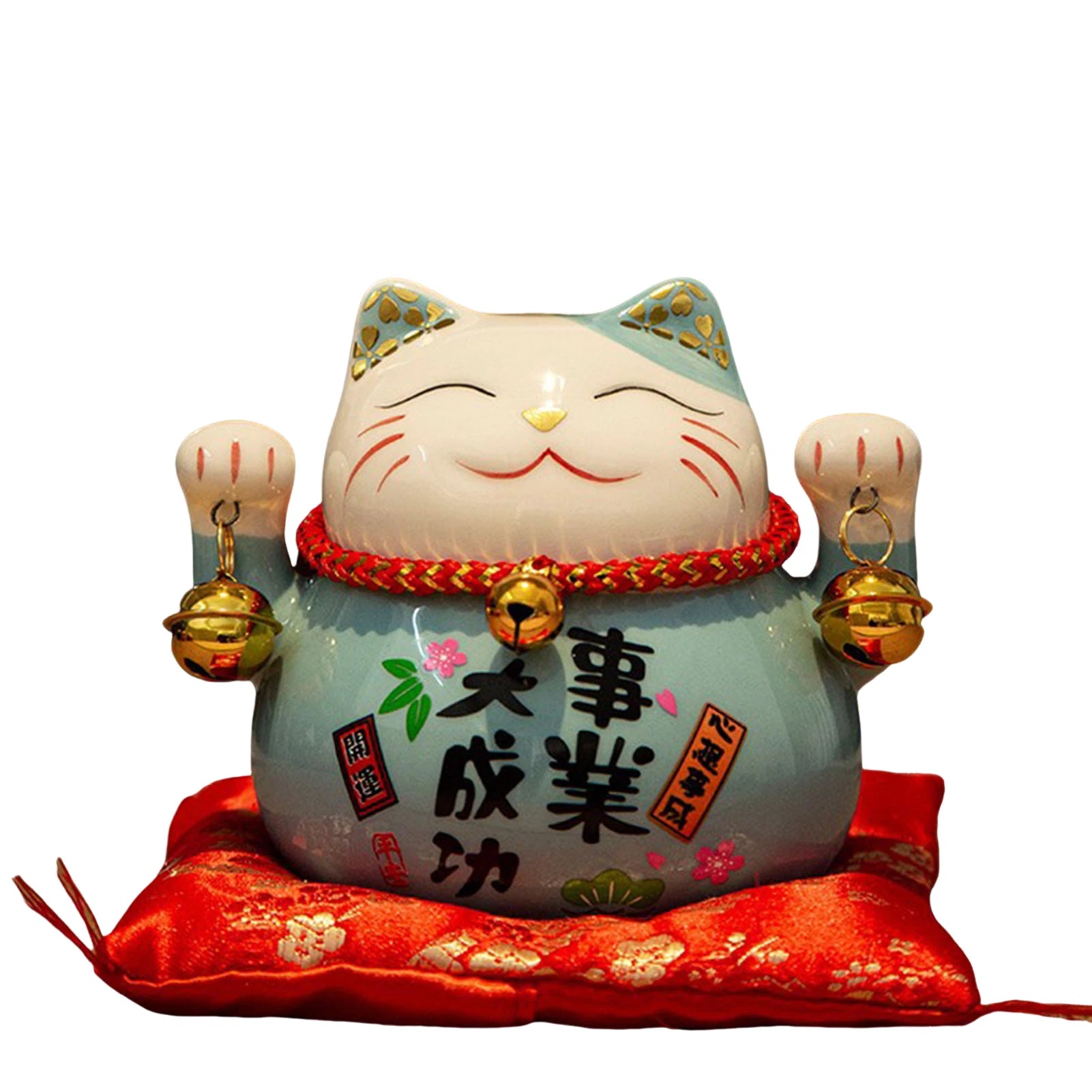 2026 New Year's Wealth Cat Ornament Blessing Message Painted Ceramic Kitten Home Decors Festival Party Gift For Family Friend