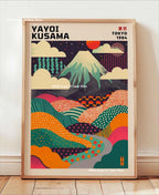 Yayoi Kusama Pink Jellyfish — Mount Fuji Abstract Canvas Print