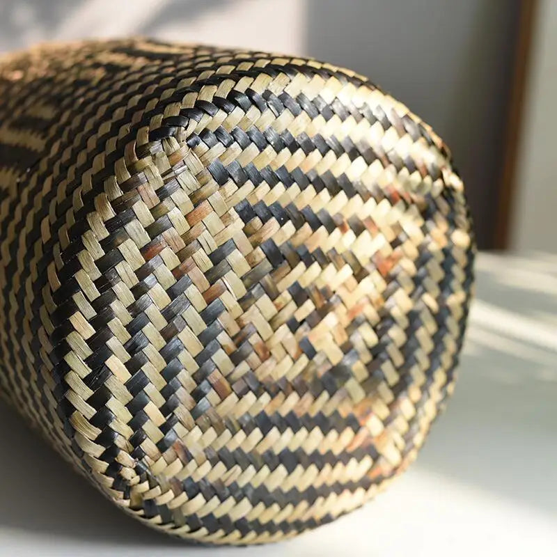 Hand-Woven Buri Storage Basket | Filipino-Inspired Plant Fiber Vase