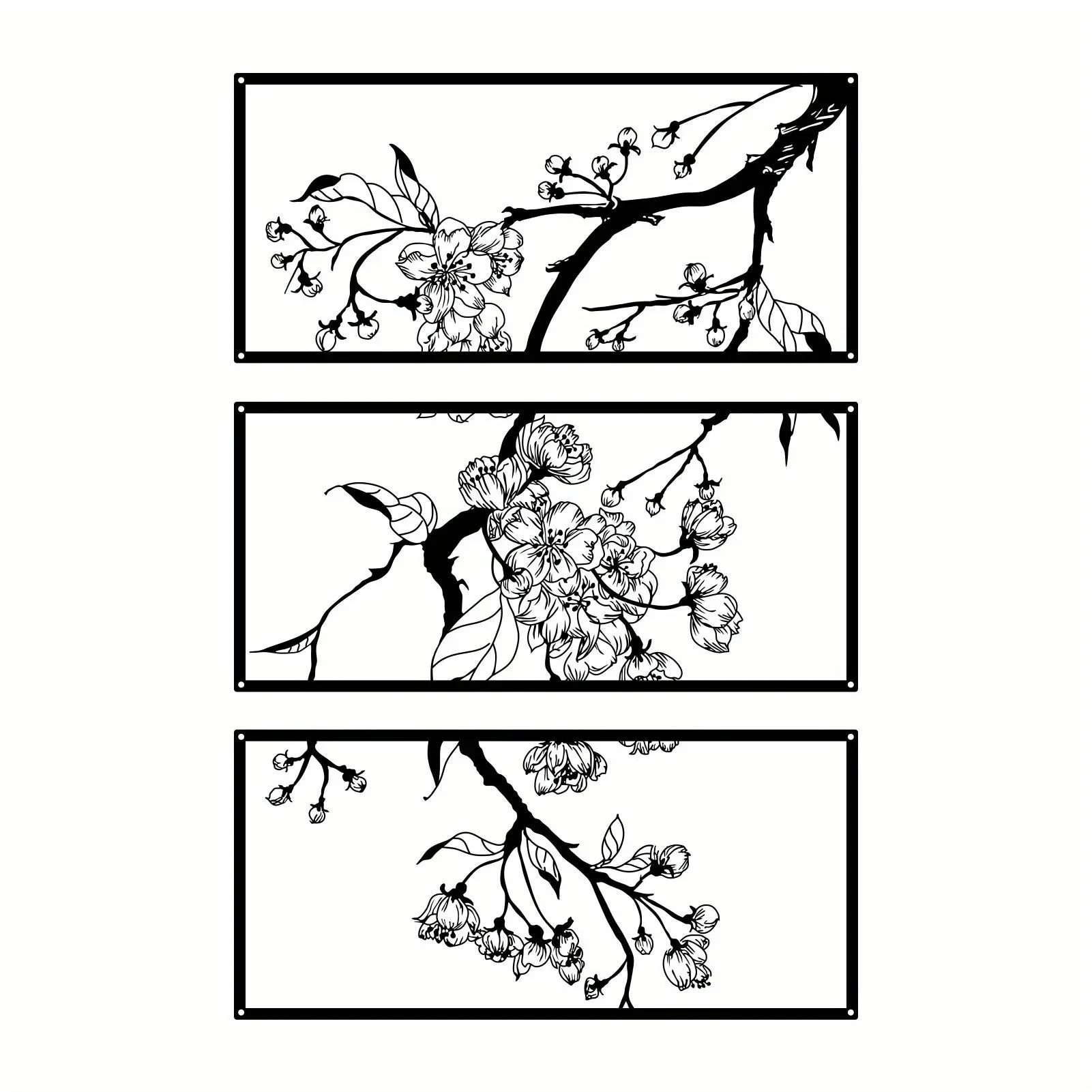 Peach Blossom Metal Wall Art — Japanese Floral Home Décor