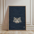 Ukiyo-e Tiger Canvas Wall Art — Japandi Wave Print