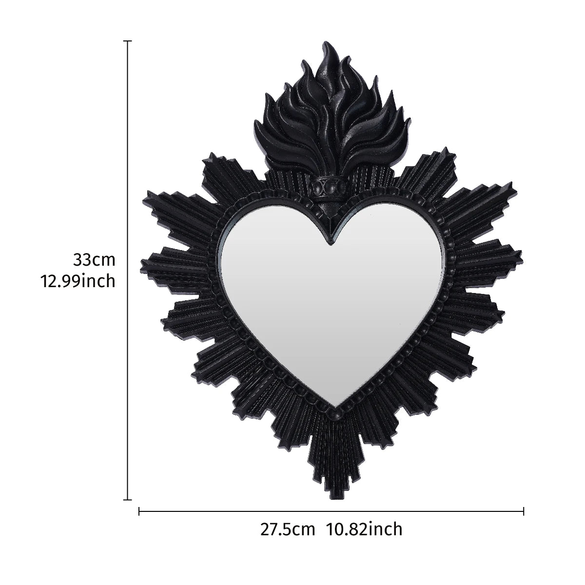 Sagrado Corazón Sacred Heart Hanging Mirror — Flame Heart Wall Pendant