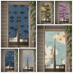 Great Wave Noren Door Curtain — Japanese Linen Half Curtain
