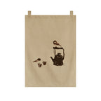 Japanese Tea Room Noren Curtain — Koi Fish & Kanji Calligraphy Panel Set