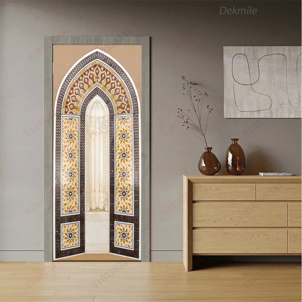 Moroccan Arch Door Mural — Islamic Geometric Wall Sticker