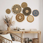 Boho Woven Wall Basket Set — 7-Piece Seagrass & Rattan