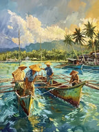 Filipino Landscape Canvas Print — Cuisine, Fishing & Nature Wall Art