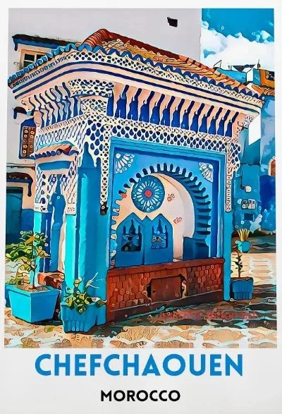 Casablanca & Marrakesh Travel Poster — Moroccan Architecture Canvas Print