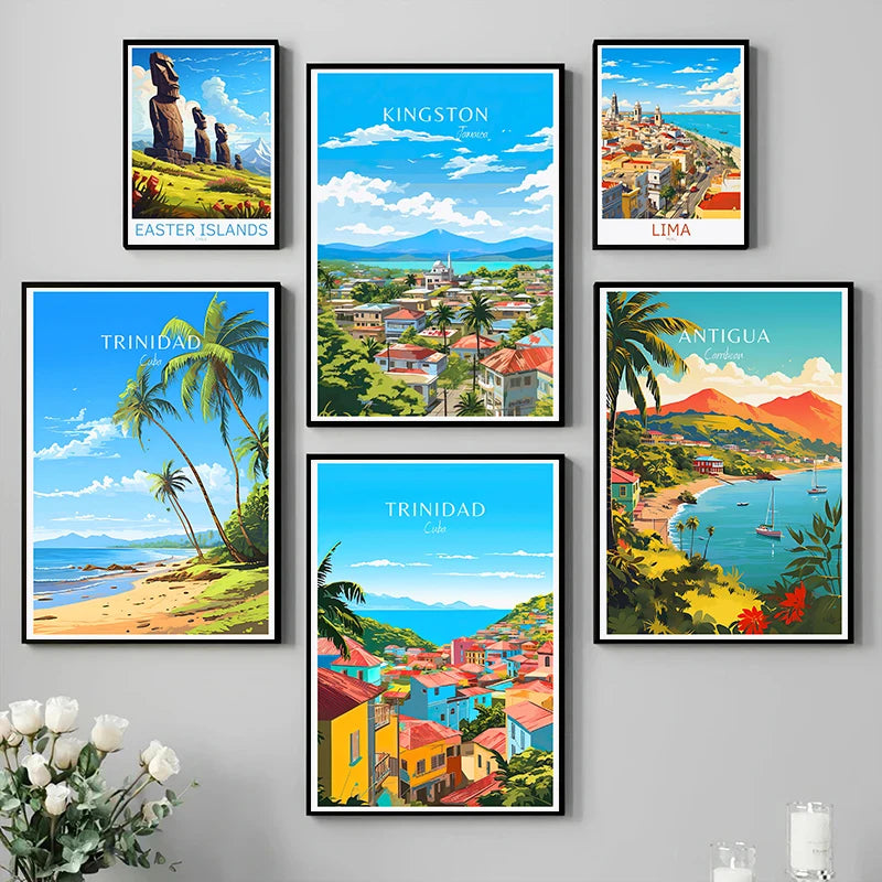 Peru, Cuba & Caribbean Travel Poster Canvas Print — Latin Heritage Wall Art