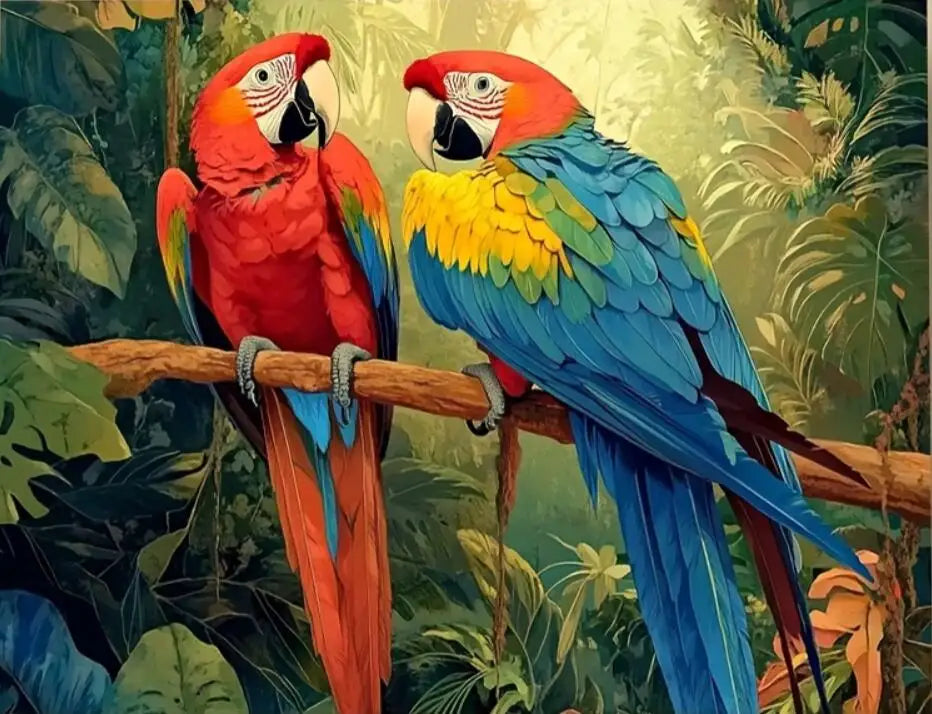 Macaw Parrot Rainforest Canvas Print — Latin American Wildlife Wall Art