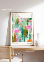 Yayoi Kusama Pink Jellyfish — Mount Fuji Abstract Canvas Print