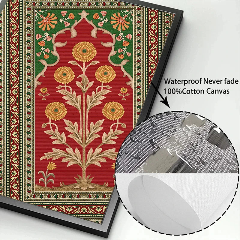 Mughal-Style Floral Botanical Wall Art Print — Indian Home Décor