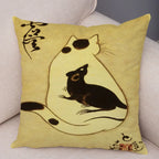 Samurai Cat Cushion Cover — Vintage Japanese Tattoo Art