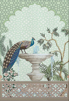 Royal Peacock & Elephant Canvas Print — Indian Wall Art