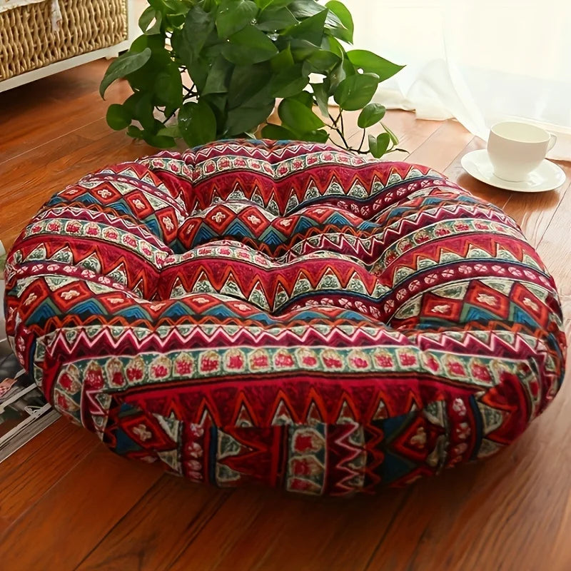 Round Floor Meditation Cushion — Thick Washable Tatami Seat Pad