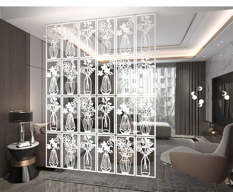 Japanese Wooden Room Divider — Hollow Screen Partition Panels